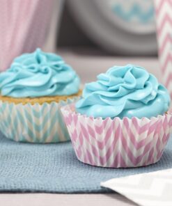 50 caissettes à cupcakes chevron bicolore