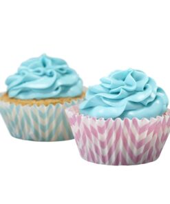 50 caissettes à cupcakes chevron bicolore