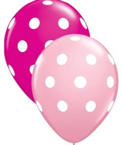 Assortiment de 5 ballons roses à pois