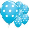 5 ballons latex bleu à pois blancs