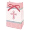 12 sachets baptême communion fille rose croix