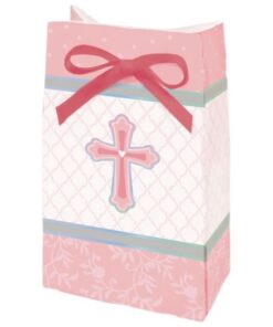 12 sachets baptême communion fille rose croix