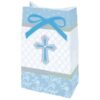 12 sachets communion croix bleu garçon