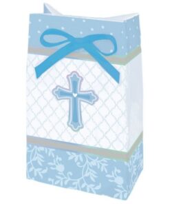 12 sachets communion croix bleu garçon