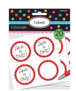 20 étiquettes rondes pot candy bar rouge