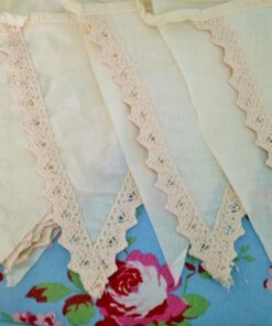 Guirlande fanions ivoire dentelle coton
