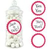 20 étiquettes rondes pot candy bar rouge