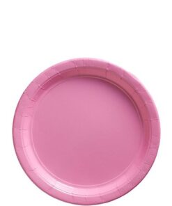 20 assiettes à dessert rose pâle en carton 17 cm