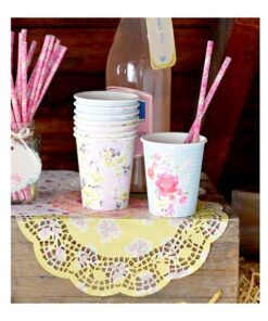 12 Gobelets flower vintage liberty tea party
