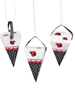 6 Cônes carton dragées cadeau thême coccinelle