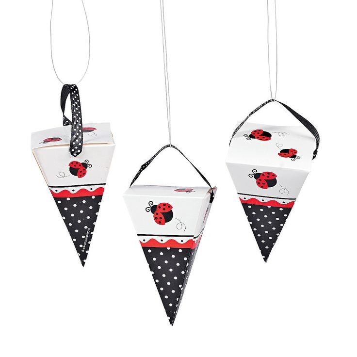 6 Cônes carton dragées cadeau thême coccinelle 6 Cônes carton dragées cadeau thême coccinelle