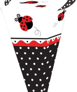 6 Cônes carton dragées cadeau thême coccinelle