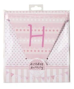 Happy Birthday - Guirlande fanions anniversaire rose