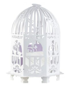 Urne cage blanche mariage romantique carton blanc