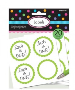20 Etiquettes rondes pot candy bar vert