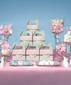 10 boîtes gâteau rose bleu pastel