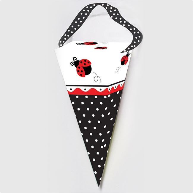 6 Cônes carton dragées cadeau thême coccinelle 6 Cônes carton dragées cadeau thême coccinelle