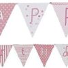 Happy Birthday - Guirlande fanions anniversaire rose