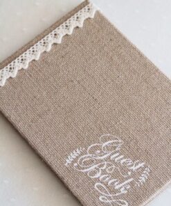 Livre d'or toile de jute dentelle guestbook