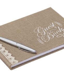 Livre d'or toile de jute dentelle guestbook