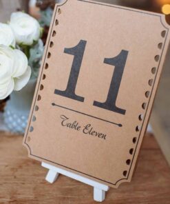 Numéros de table vintage kraft 1-12 champêtre