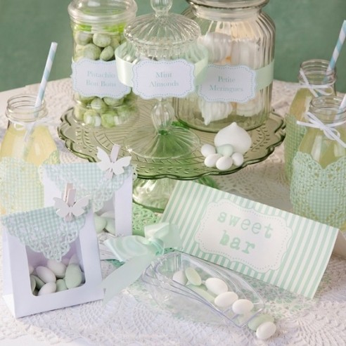 Kit déco Candy bar vert menthe pelles bonbons Kit déco Candy bar vert menthe pelles bonbons