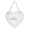 Deco mariage en bois, double coeur "Just Married"