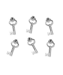 25 Médaillons clés argentée coeur charms