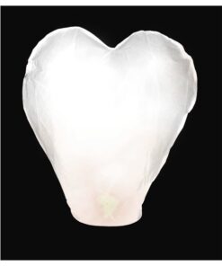 Lanterne géante volante coeur blanc H90cm