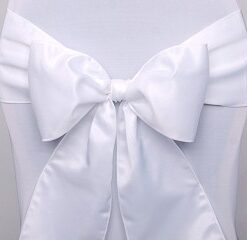 Location tissu satin noeud de chaise Blanc