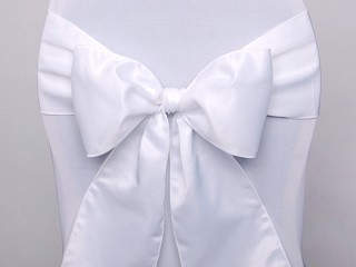 Location tissu satin noeud de chaise Blanc Location tissu satin noeud de chaise Blanc