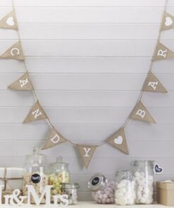 Guirlande fanion Candy Bar toile de jute