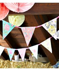 Guirlande de fanions fleurs vintage tea party