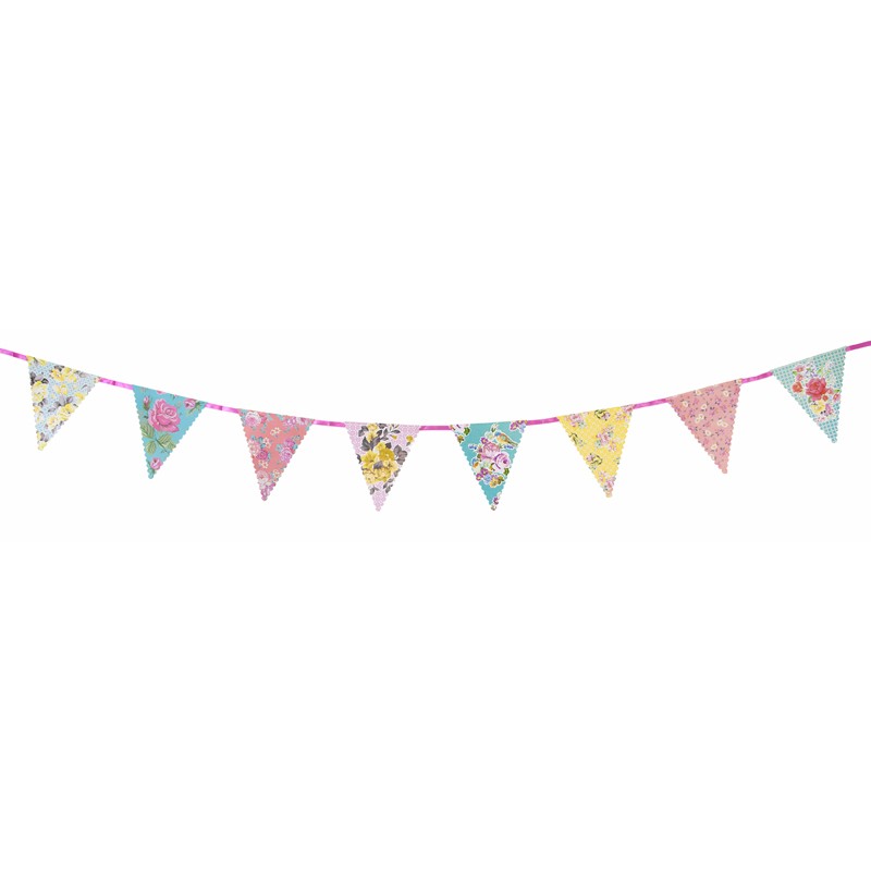 Guirlande de fanions fleurs vintage tea party Guirlande de fanions fleurs vintage tea party