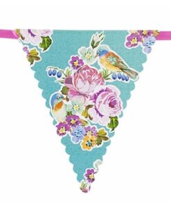Guirlande de fanions fleurs vintage tea party
