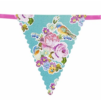 Guirlande de fanions fleurs vintage tea party Guirlande de fanions fleurs vintage tea party