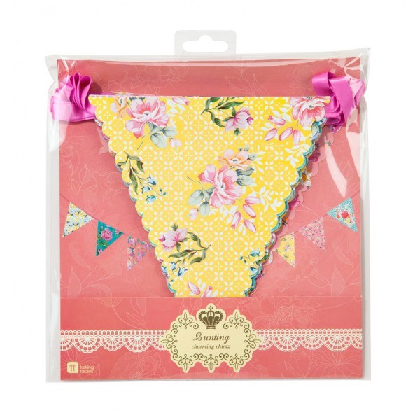 Guirlande de fanions fleurs vintage tea party Guirlande de fanions fleurs vintage tea party