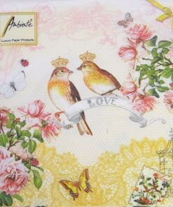 Serviettes mariage romantique oiseaux "Love Birds"