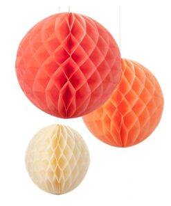 Boules papier alvéolées pastel blush