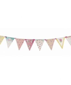Guirlande de fanions fleurs vintage tea party