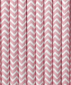 25 pailles papier chevron rose pale