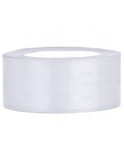 25M ruban de satin 25mm blanc bobine