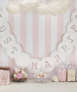 Banderole mariage Just Married fanions ivoire 3M50