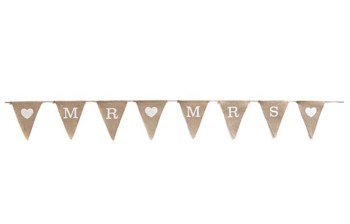 LOCATION Guirlande fanions Mr and Mrs en JUTE LOCATION Guirlande fanions Mr and Mrs en JUTE