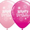 Ballons Happy Birthday rose et fuchsia (x 5)
