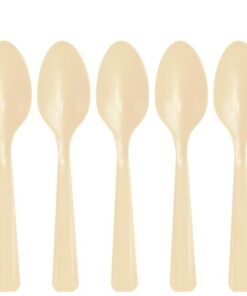 20 Cuillères en plastique vanille ivoire