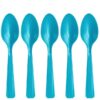 20 cuillères en plastique bleu turquoise