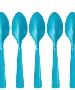 20 cuillères en plastique bleu turquoise