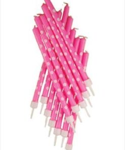 12 Bougies anniversaire rose pois blanc