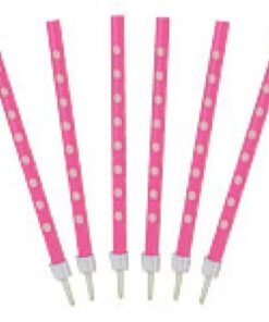 12 Bougies anniversaire rose pois blanc